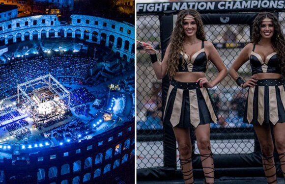 Colosseum used by blood-thirsty gladiators hosts MMA bouts with glam ring girls
