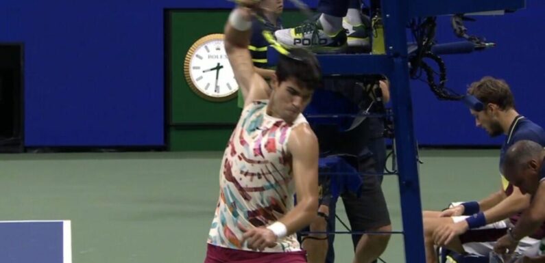 Carlos Alcaraz ‘almost smashed his racket’ in angry moment in Medvedev loss