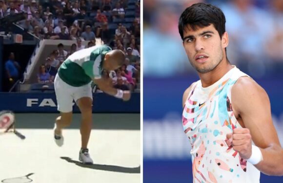 Carlos Alcaraz beats Dan Evans at US Open as Brit smashes racket against rival