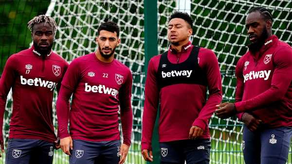 Free agent Jesse Lingard pictured training with West Ham