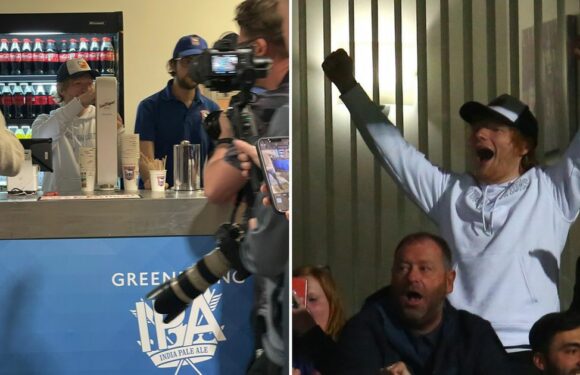 Ed Sheeran seen pouring pints for Ipswich Town fans – and declines cheeky offer