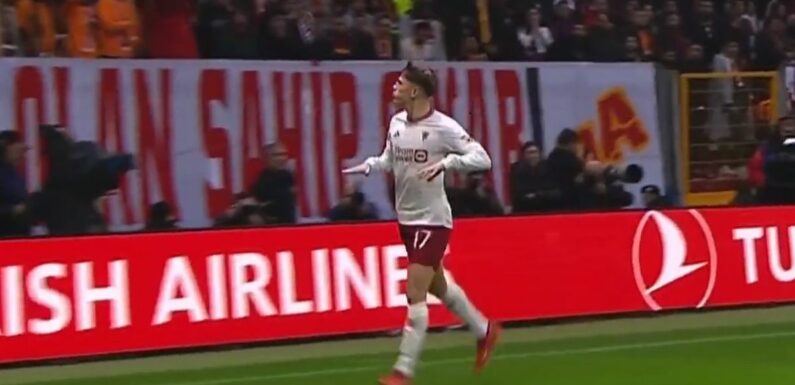 Alejandro Garnacho’s goal celebration angers Galatasaray fans who hurl missiles