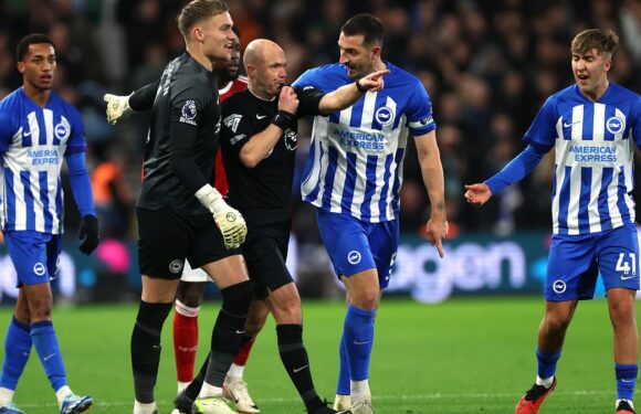 Lewis Dunk sent off after two yellow cards for dissent in Brighton win