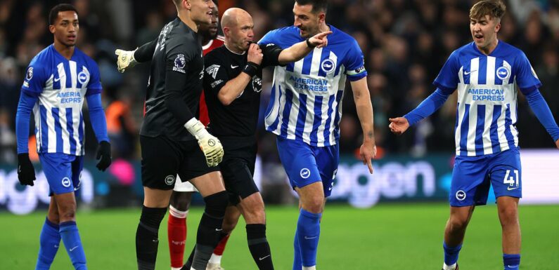 Lewis Dunk sent off after two yellow cards for dissent in Brighton win