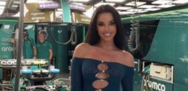 ‘World Cup’s sexiest fan’ wows on tour round Aston Martin garage at Las Vegas GP