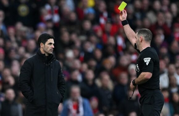 Mikel Arteta continues heckling of referees after getting booked again