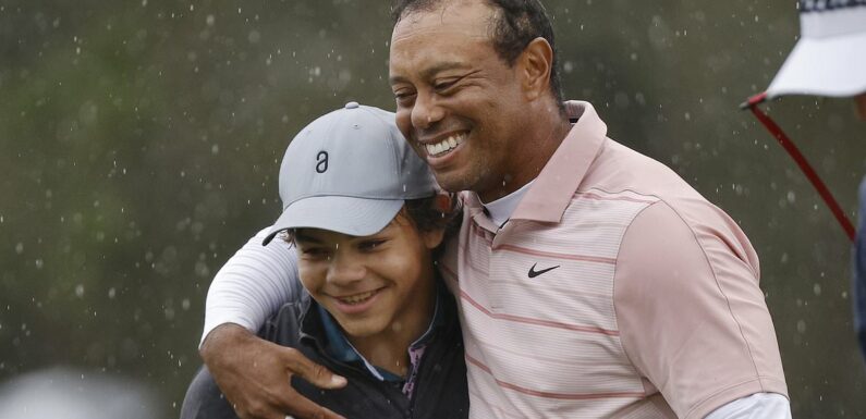 Watch Charlie Woods wave 'bye bye' to his golf ball at the PNC Champ